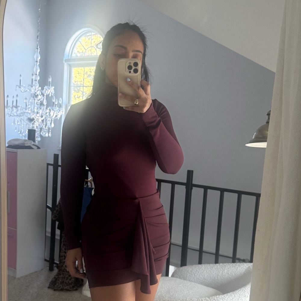 Zara Deep Burgundy Long Sleeve Dress